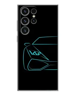 Чехол для Samsung Galaxy S25 Ultra с картинкой «Голубой силуэт Lamborghini»