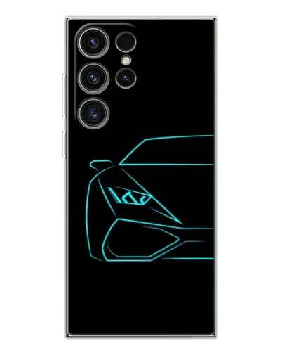 Чехол для Samsung Galaxy S25 Ultra с картинкой «Голубой силуэт Lamborghini»