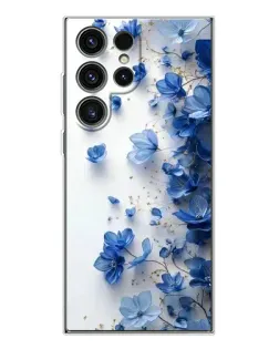 Чехол для Samsung Galaxy S25 Ultra с картинкой «Голубой цветочный каскад»