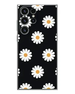 Чехол для Samsung Galaxy S25 Ultra с картинкой «Ромашки на черном»