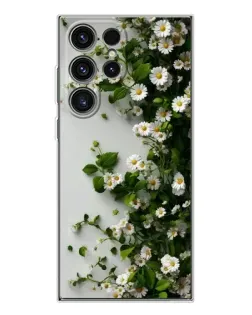 Чехол для Samsung Galaxy S25 Ultra с картинкой «Ветка мелких белых цветов»