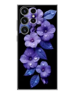 Чехол для Samsung Galaxy S25 Ultra с картинкой «Фиолетовые цветы с росою»