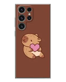 Чехол для Samsung Galaxy S25 Ultra с картинкой «Капибара с сердцем»