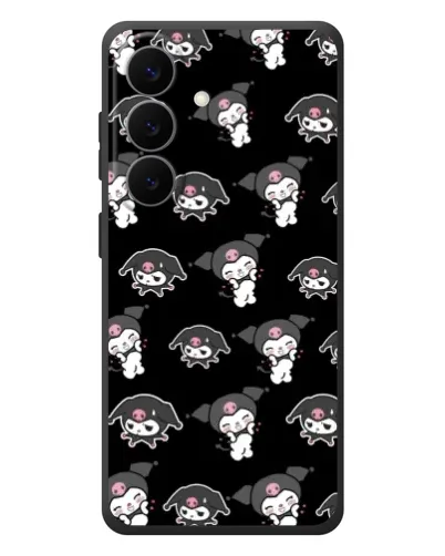 Чехол для Samsung Galaxy S26 Plus с картинкой «Черный паттерн Kuromi»