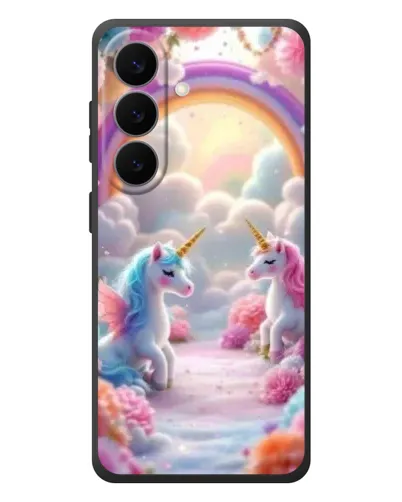 Чехол для Samsung Galaxy S26 Plus с картинкой «Радуга и единороги»