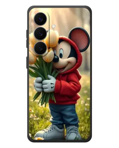 Чехол для Samsung Galaxy S26 Plus с картинкой «Микки с тюльпанами»