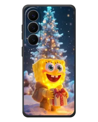 Чехол для Samsung Galaxy S26 Plus с картинкой «Рождественский Спанч Боб»