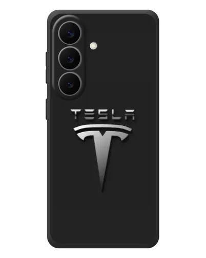 Чехол для Samsung Galaxy S26 Plus с картинкой «Стальной логотип Tesla» Чехол для Samsung Galaxy S26 Plus с картинкой «Стальной логотип Tesla»