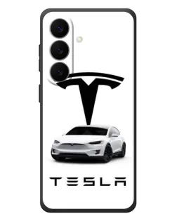 Чехол для Samsung Galaxy S26 Plus с картинкой «Tesla White Style»