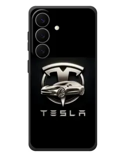Чехол для Samsung Galaxy S26 Plus с картинкой «Tesla — серебристое авто»