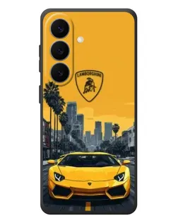 Чехол для Samsung Galaxy S26 Plus с картинкой «Желтый Lamborghini город»