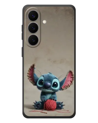 Чехол для Samsung Galaxy S26 Plus с картинкой «Стич на коричневом фоне»