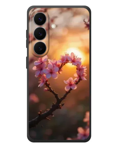 Чохол для Samsung Galaxy S26 Plus з картинкою «Рожевий цвіт сердечко на тлі заходу» Чохол для Samsung Galaxy S26 Plus з картинкою «Рожевий цвіт сердечко на тлі заходу»