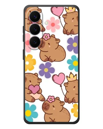 Чехол для Samsung Galaxy S26 Plus с картинкой «Цветочный паттерн капибар» Чехол для Samsung Galaxy S26 Plus с картинкой «Цветочный паттерн капибар»