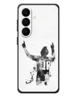 Чохол для Samsung Galaxy S26 Plus з картинкою «Чорно-білий силует Мессі»
