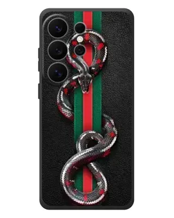 Чехол для Samsung Galaxy S26 Ultra с картинкой «Gucci — змея на полосе» Чехол для Samsung Galaxy S26 Ultra с картинкой «Gucci — змея на полосе»
