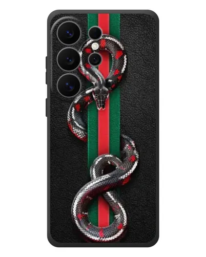 Чехол для Samsung Galaxy S26 Ultra с картинкой «Gucci — змея на полосе» Чехол для Samsung Galaxy S26 Ultra с картинкой «Gucci — змея на полосе»