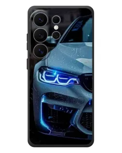 Чехол для Samsung Galaxy S26 Ultra с картинкой «Взгляд BMW с синими фарами»