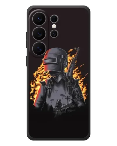 Чехол для Samsung Galaxy S26 Ultra с картинкой «PUBG — огненный силуэт»