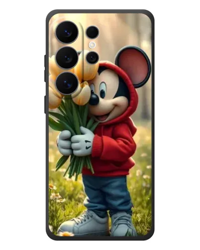 Чехол для Samsung Galaxy S26 Ultra с картинкой «Микки с тюльпанами»