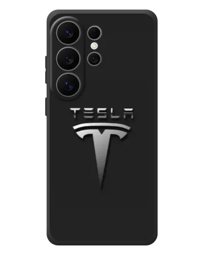 Чехол для Samsung Galaxy S26 Ultra с картинкой «Стальной логотип Tesla»
