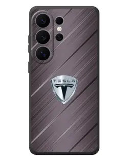 Чехол для Samsung Galaxy S26 Ultra с картинкой «Металлическая текстура Tesla»