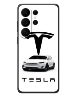 Чехол для Samsung Galaxy S26 Ultra с картинкой «Tesla White Style»