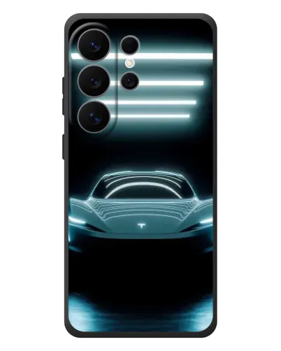 Чехол для Samsung Galaxy S26 Ultra с картинкой «Tesla в неоне»