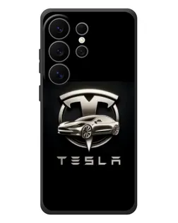 Чехол для Samsung Galaxy S26 Ultra с картинкой «Tesla — серебристое авто»