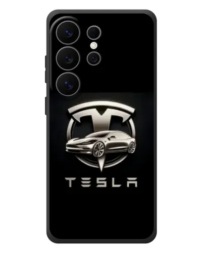Чехол для Samsung Galaxy S26 Ultra с картинкой «Tesla — серебристое авто»