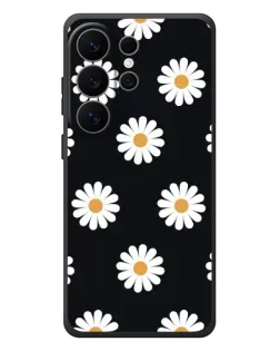 Чехол для Samsung Galaxy S26 Ultra с картинкой «Ромашки на черном»