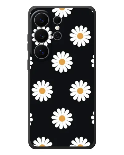 Чехол для Samsung Galaxy S26 Ultra с картинкой «Ромашки на черном»