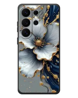 Чехол для Samsung Galaxy S26 Ultra с картинкой «Белый цветок и золотой флюид»
