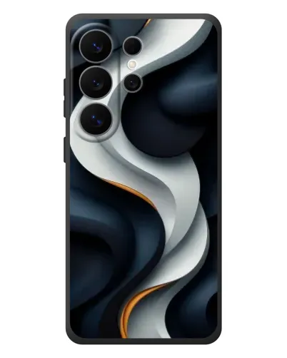 Чехол для Samsung Galaxy S26 Ultra с картинкой «Объемные черно-белые ленты» Чехол для Samsung Galaxy S26 Ultra с картинкой «Объемные черно-белые ленты»