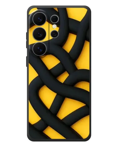 Чехол для Samsung Galaxy S26 Ultra с картинкой «Черное желтое переплетение» Чехол для Samsung Galaxy S26 Ultra с картинкой «Черное желтое переплетение»