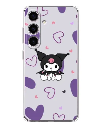 Чехол для Samsung Galaxy S26 с картинкой «Kuromi и лавандовые сердца»