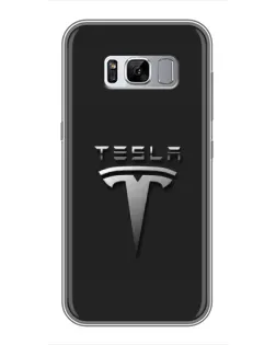 Чехол для Samsung Galaxy S8 Plus (G955) с картинкой «Стальной логотип Tesla»