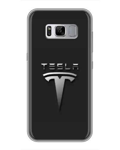 Чехол для Samsung Galaxy S8 Plus (G955) с картинкой «Стальной логотип Tesla»