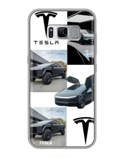 Чехол для Samsung Galaxy S8 Plus (G955) с картинкой «Коллаж Cybertruck Tesla»