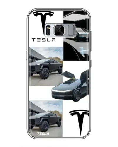 Чехол для Samsung Galaxy S8 Plus (G955) с картинкой «Коллаж Cybertruck Tesla»