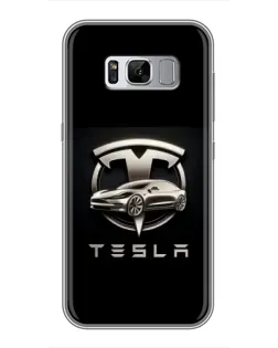 Чехол для Samsung Galaxy S8 (G950) с картинкой «Tesla — серебристое авто»
