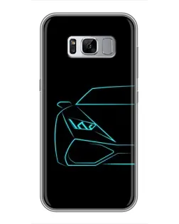 Чехол для Samsung Galaxy S8 (G950) с картинкой «Голубой силуэт Lamborghini»