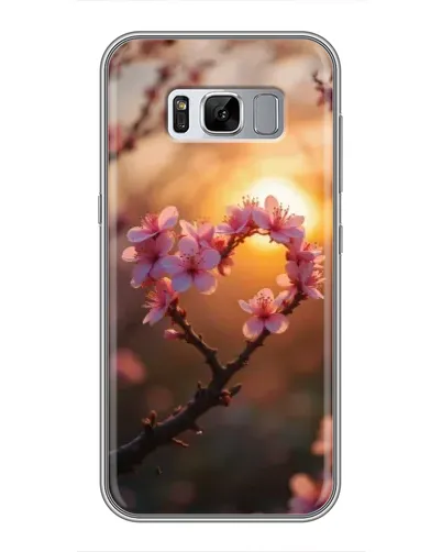 Чехол для Samsung Galaxy S8 (G950) с картинкой «Розовый цвет сердце на фоне заката»