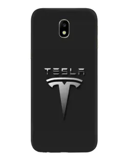 Чехол для Samsung Galaxy J7 2017 (J730F EU) с картинкой «Стальной логотип Tesla»