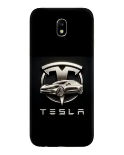 Чехол для Samsung Galaxy J7 2017 (J730F EU) с картинкой «Tesla — серебристое авто»