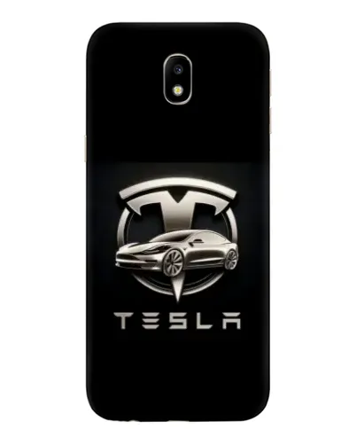 Чехол для Samsung Galaxy J7 2017 (J730F EU) с картинкой «Tesla — серебристое авто»