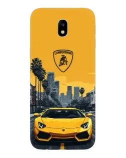 Чехол для Samsung Galaxy J7 2017 (J730F EU) с картинкой «Желтый Lamborghini город»