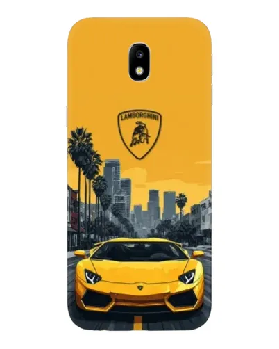 Чехол для Samsung Galaxy J7 2017 (J730F EU) с картинкой «Желтый Lamborghini город»