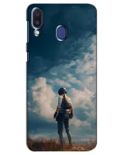 Чехол для Samsung Galaxy M20 (M205) с картинкой «Герой PUBG на скале»