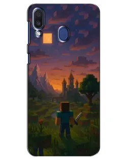 Чехол для Samsung Galaxy M20 (M205) с картинкой «Стив у башни»